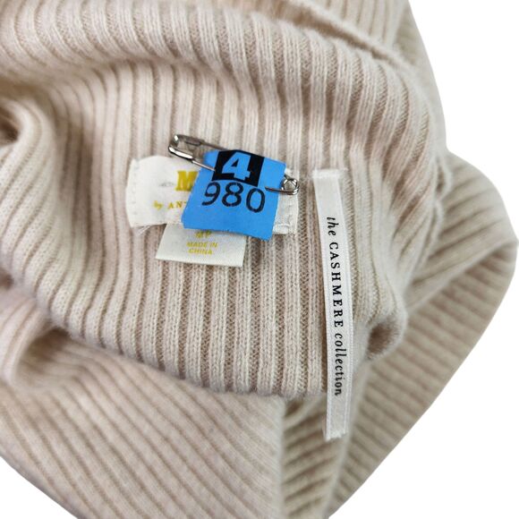 MAEVE Anthropologie Sweater Womens Medium Petite Cream Cashmere Ribbed Knit - Picture 14 of 15